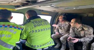 Tunceli’de helikopterli trafik denetimi