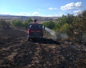Otluk alanda çıkan yangında 10 dönümlük arazi zarar gördü