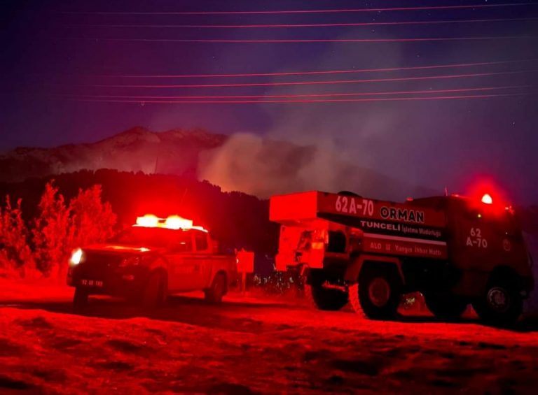 Ovacık ilçesinde örtü yangınını çıktı. Müdahale sürüyor