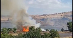 Mazgirt ilçesinde arazi yangını çıktı