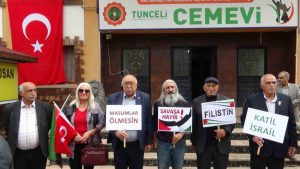 Tunceli’de cemevi’nden İsrail’e protesto, Filistin’e destek