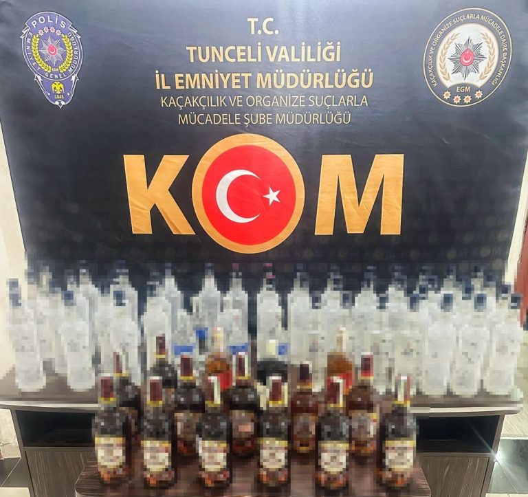 Tunceli’de çok miktarda kaçak içki ele geçirildi