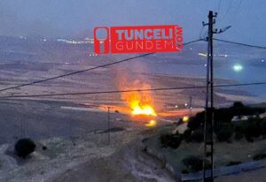 Çemişgezek’te ekili alanı yine yıldırım vurdu. Köylülerin erken müdahalesiyle yangın söndürüldü