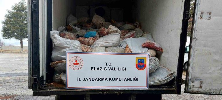 Elazığ’da kamyon kasasında 3 milyon liralık kaçak et ele geçirildi