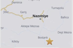 Merkez üssü Nazımiye ilçesi, 3.3 büyüklüğünde deprem