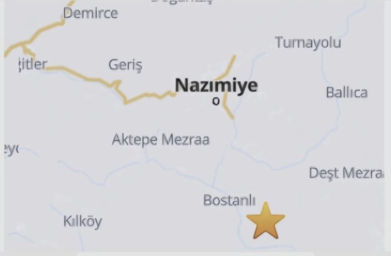 Merkez üssü Nazımiye ilçesi, 3.3 büyüklüğünde deprem