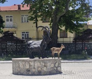 Çemişgezek’te tebessüm ettiren an: Gerçeği ve heykeli aynı karede
